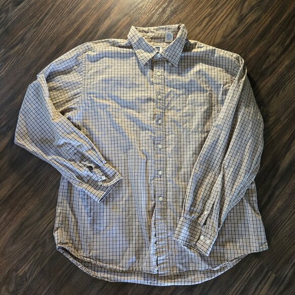GAP Men's Beige & Blue Plaid 100% Cotton Shirt SIZE XXL - Picture 1 of 5
